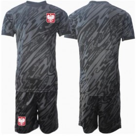 Dětské fotbalový komplet Polsko Brankář Venkovní košile ME 2024 Krátkým Rukávem